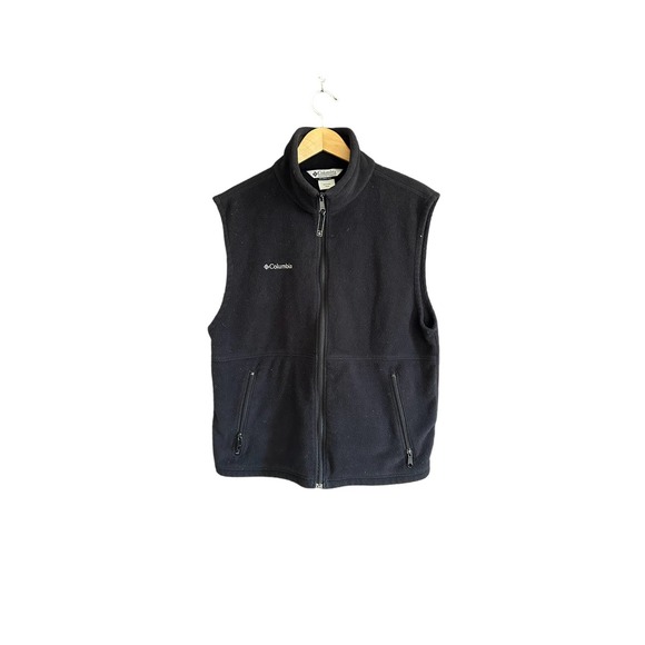 Columbia Black Fleece Vest Men’s Medium / Women’s Large Mock Neck Full Zip - Picture 1 of 6